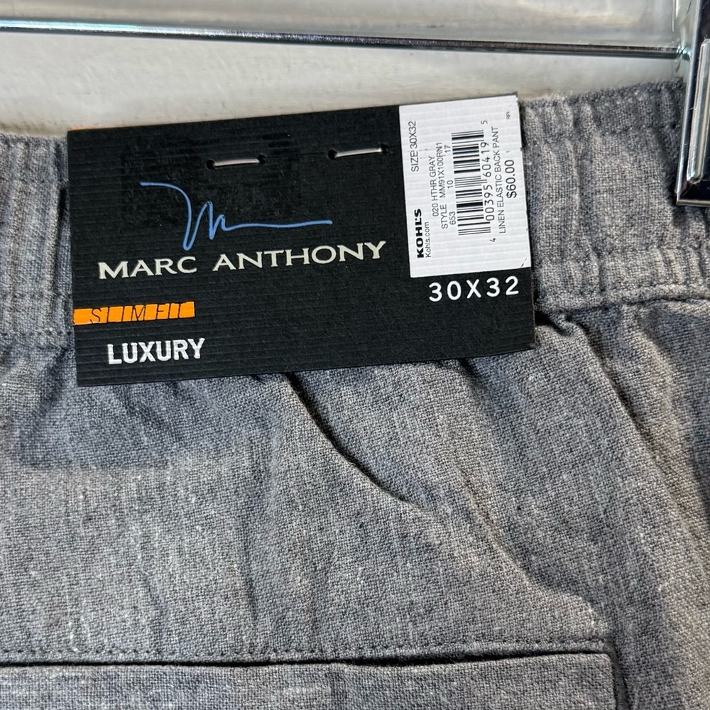 Marc Anthony | NWT Men's Gray Linen Blend Pants Size 30x32 - Picture 13 of 13